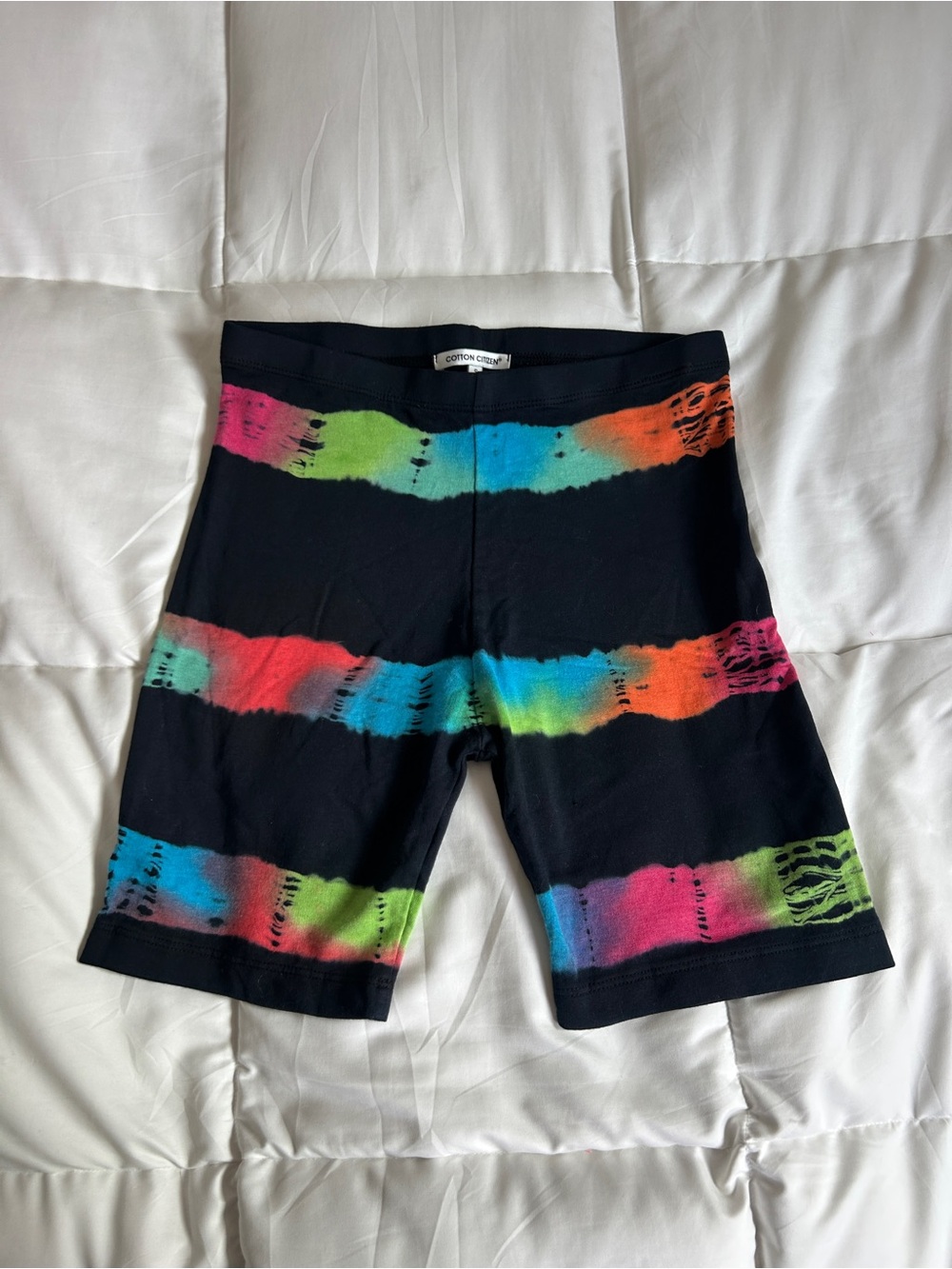 Cotton Citizen Black Tie-Dye Tee with Blue and Green Accents